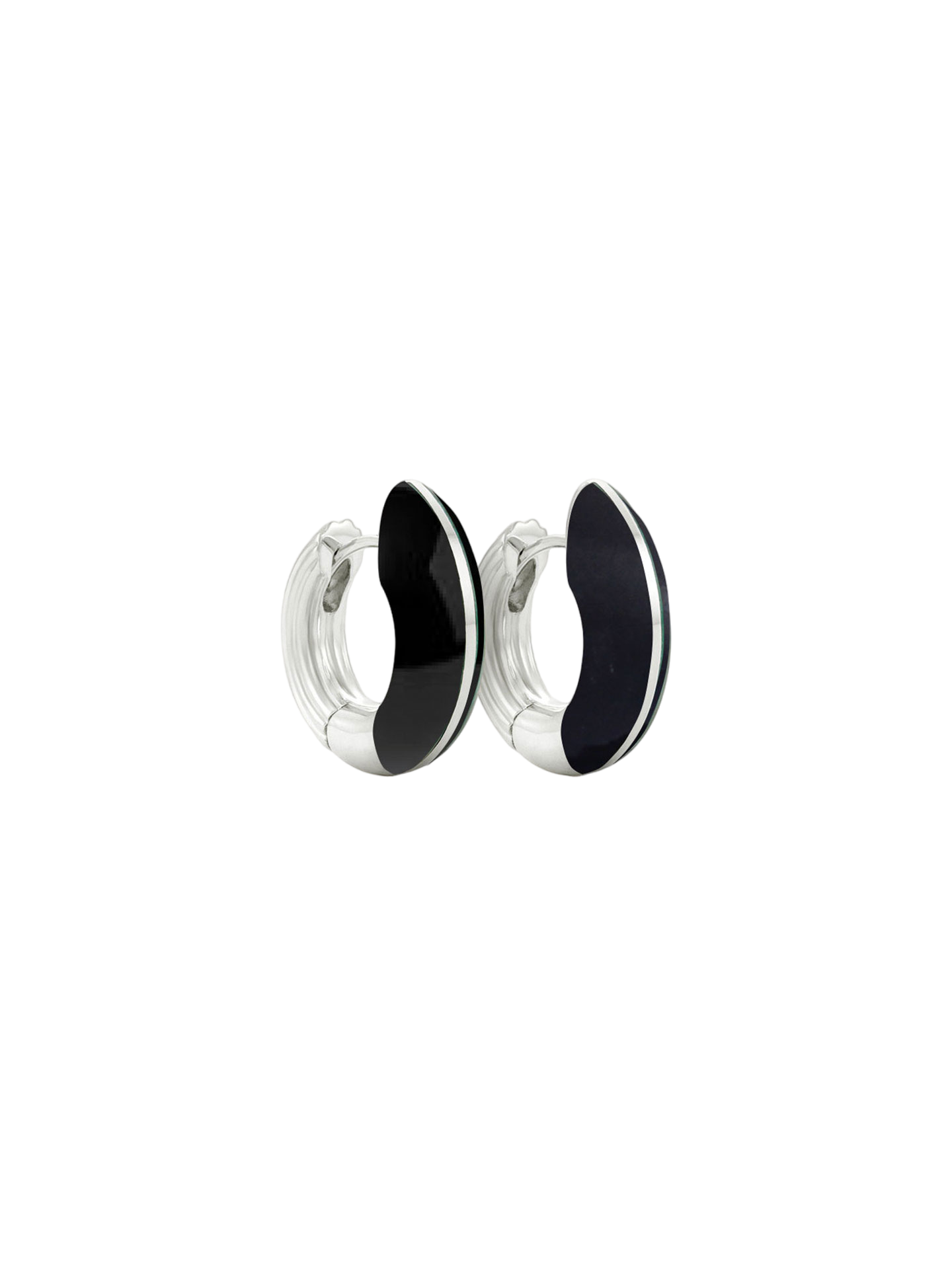 Locus solus hoop earrings - silver & black onyx